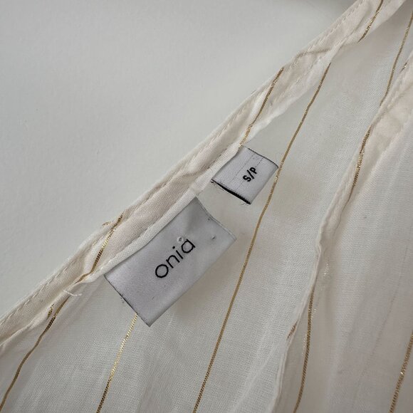 Onia Alessandra Plunging Striped Swim Coverup Dress White Mini Batwing Size S/P - Picture 3 of 7